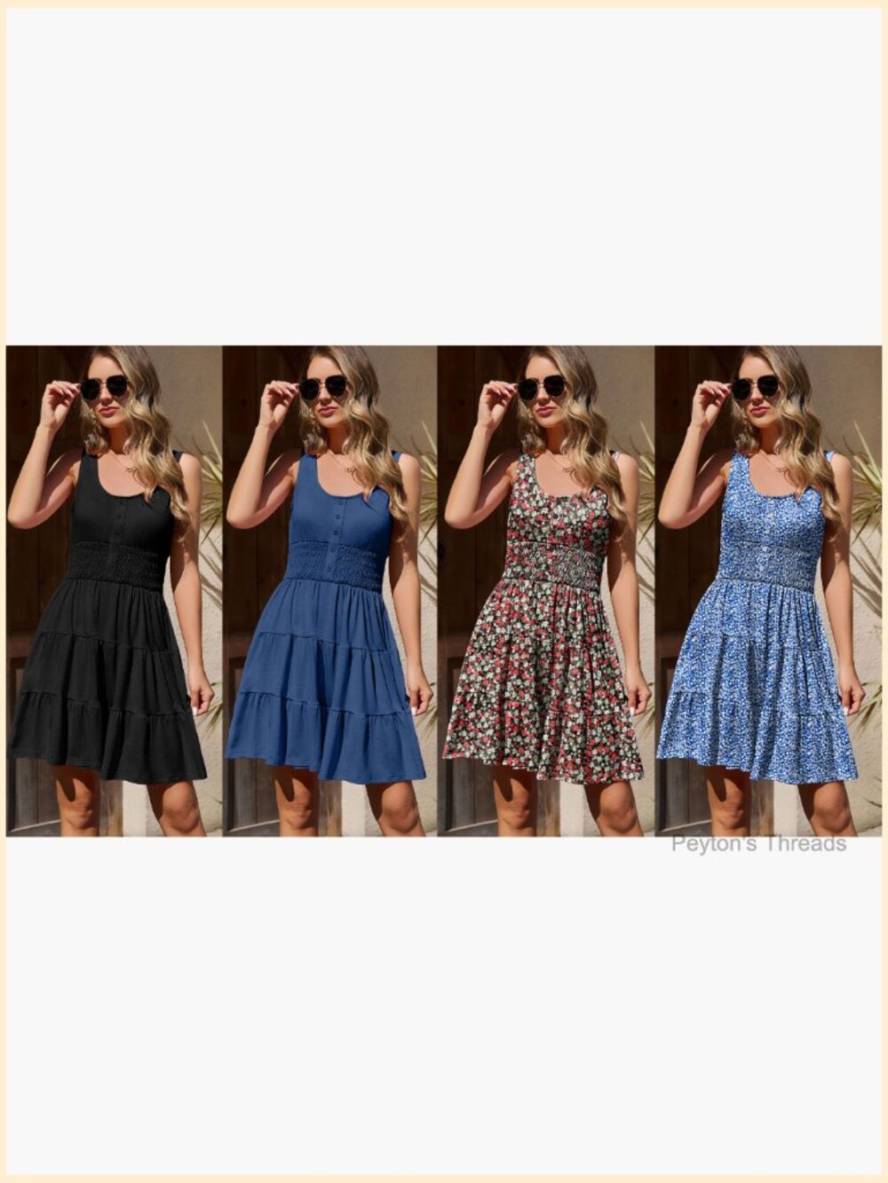 Sleeveless Smocked Waist Ruffle Tiered Mini Sundress Casual Summer Dress - Picture 5 of 5